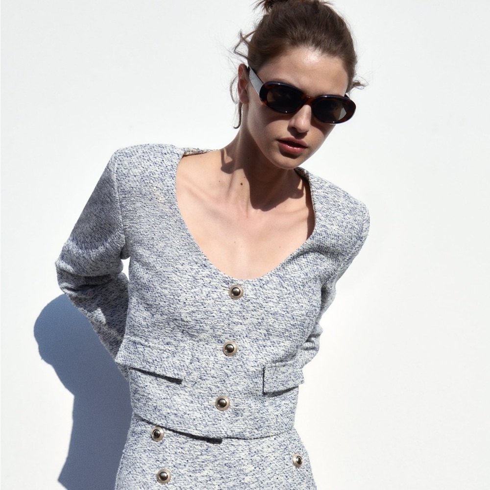 Zara NWT GOLD BUTTON TEXTURED BLAZER